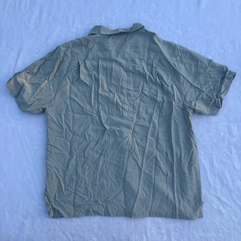 NAT NAST Men's Green Silk Casual Short Sleeve Button Down Shirt - Picture 5 of 7